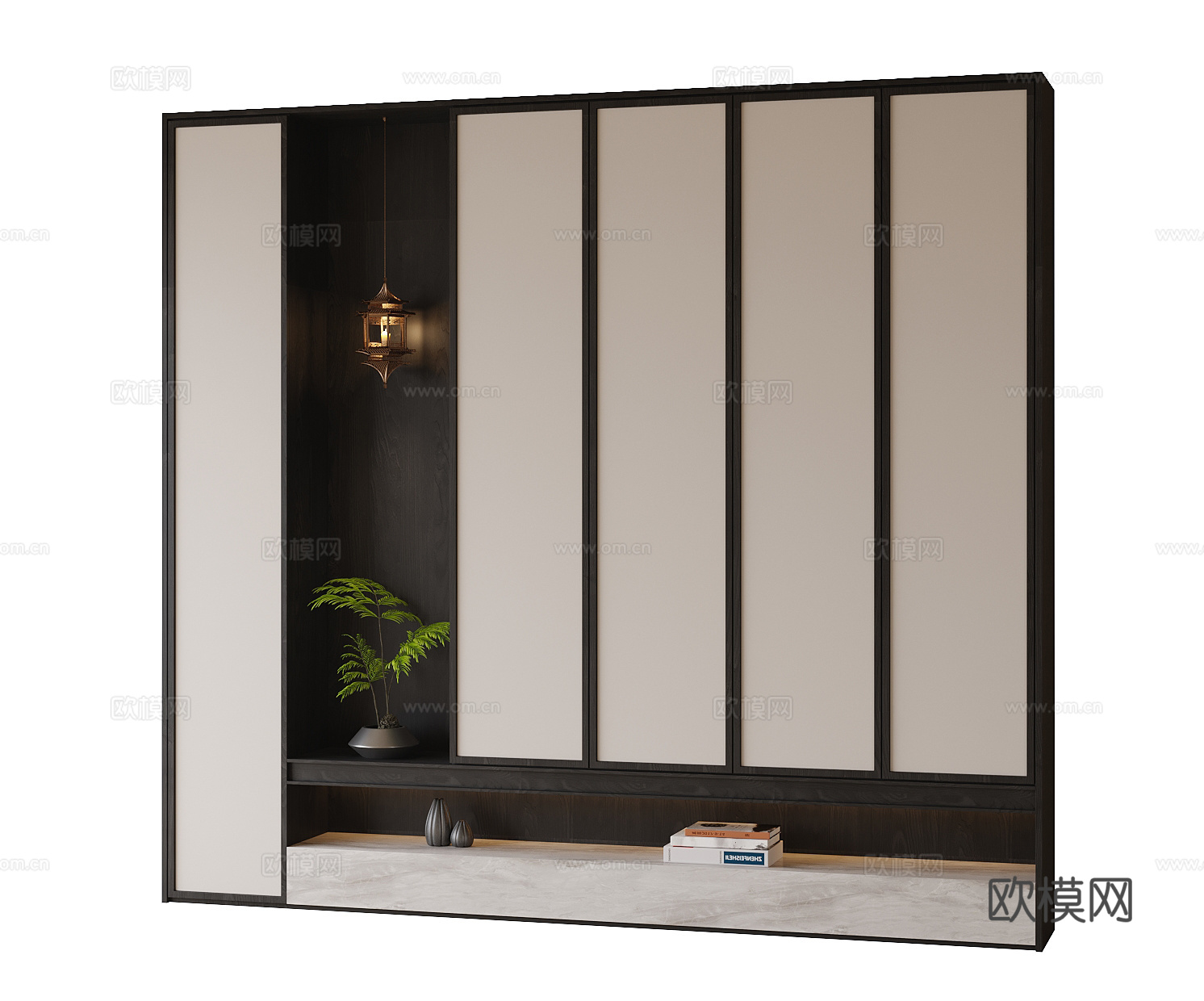现代鞋柜 衣柜 书柜su模型