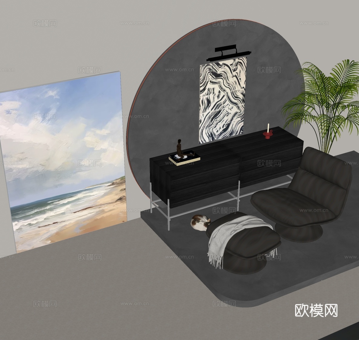 现代极简画 侘寂风油画 书房挂画 办公室挂画 办公室墙饰 新su模型