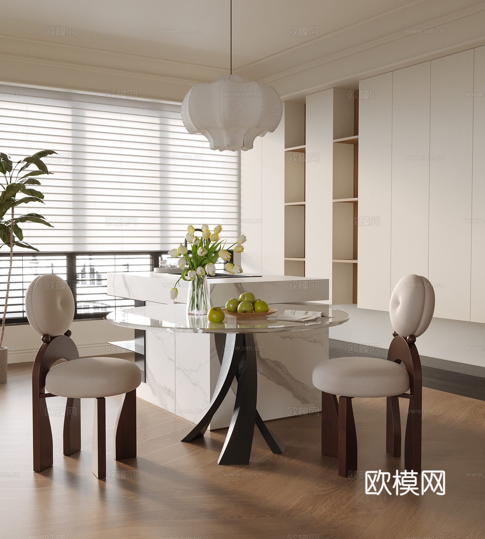 现代餐厅 餐桌椅su模型