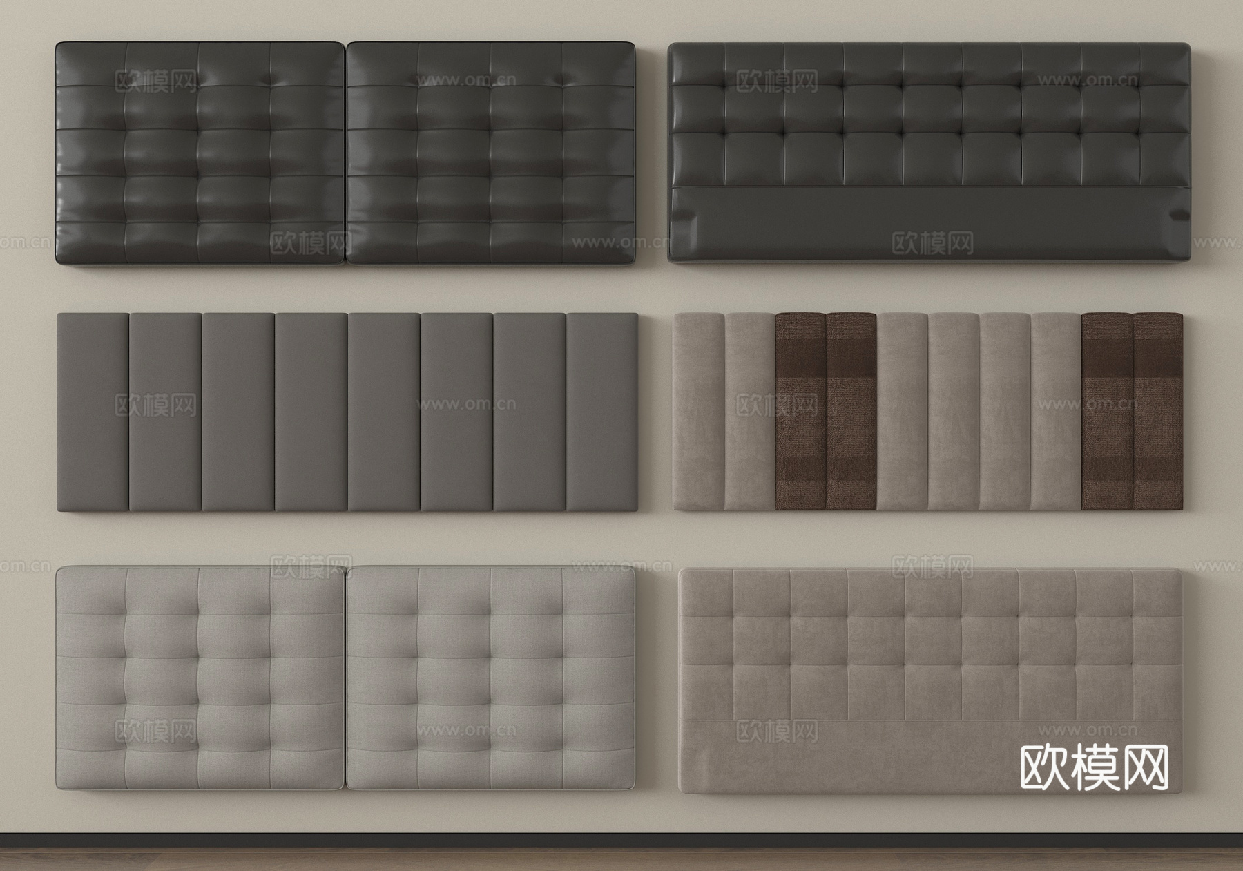 现代床品 床头 床靠背su模型
