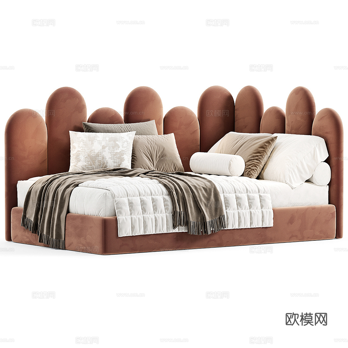 现代奶油风 Mamka 儿童布艺沙发床3d模型下载（渲染图2）