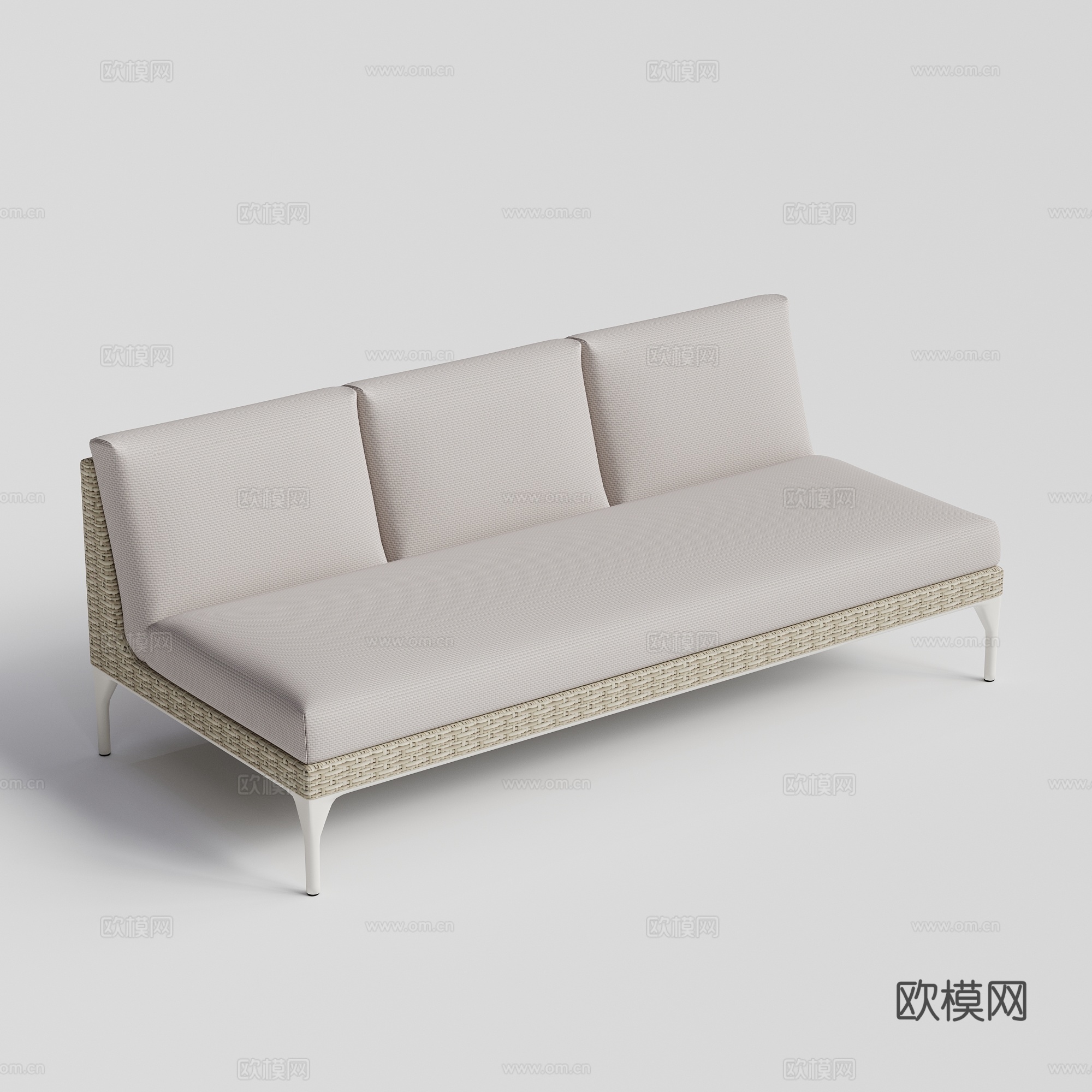 DEDON - 现代户外沙发 三人 无扶手 藤编沙发su模型