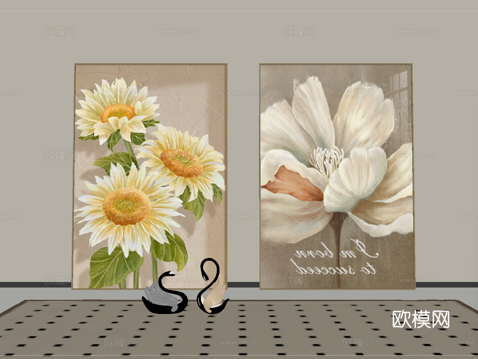 现代装饰挂画 油画su模型