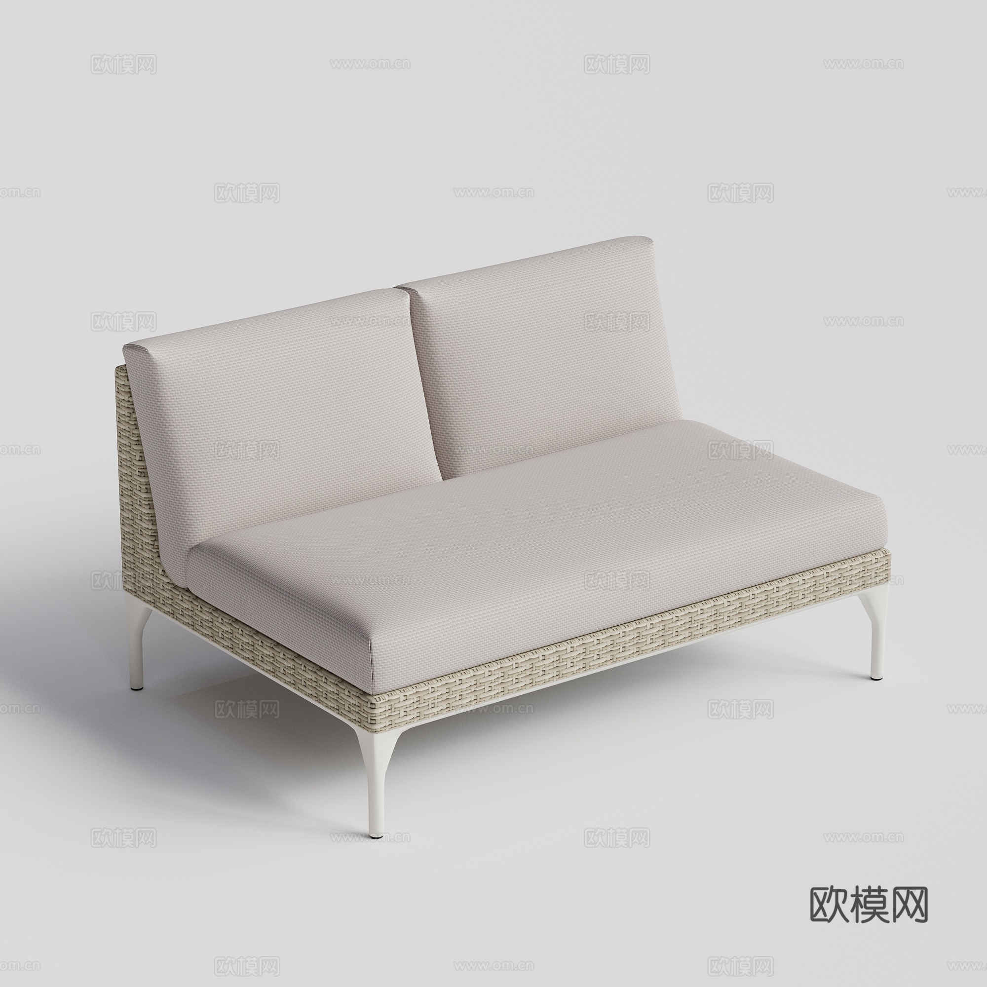 DEDON - 现代户外沙发 双人 无扶手 藤编沙发su模型