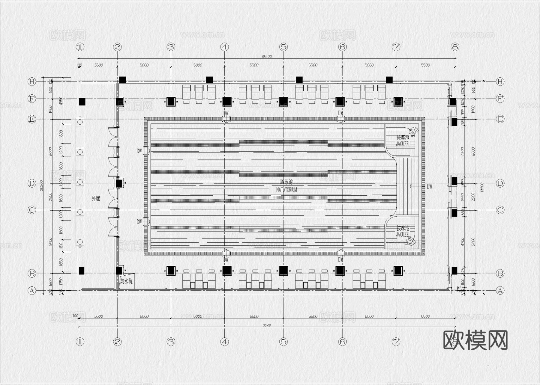 游泳馆 游泳池 室外游泳池 游泳池节点 游泳馆健身会所cad施工图