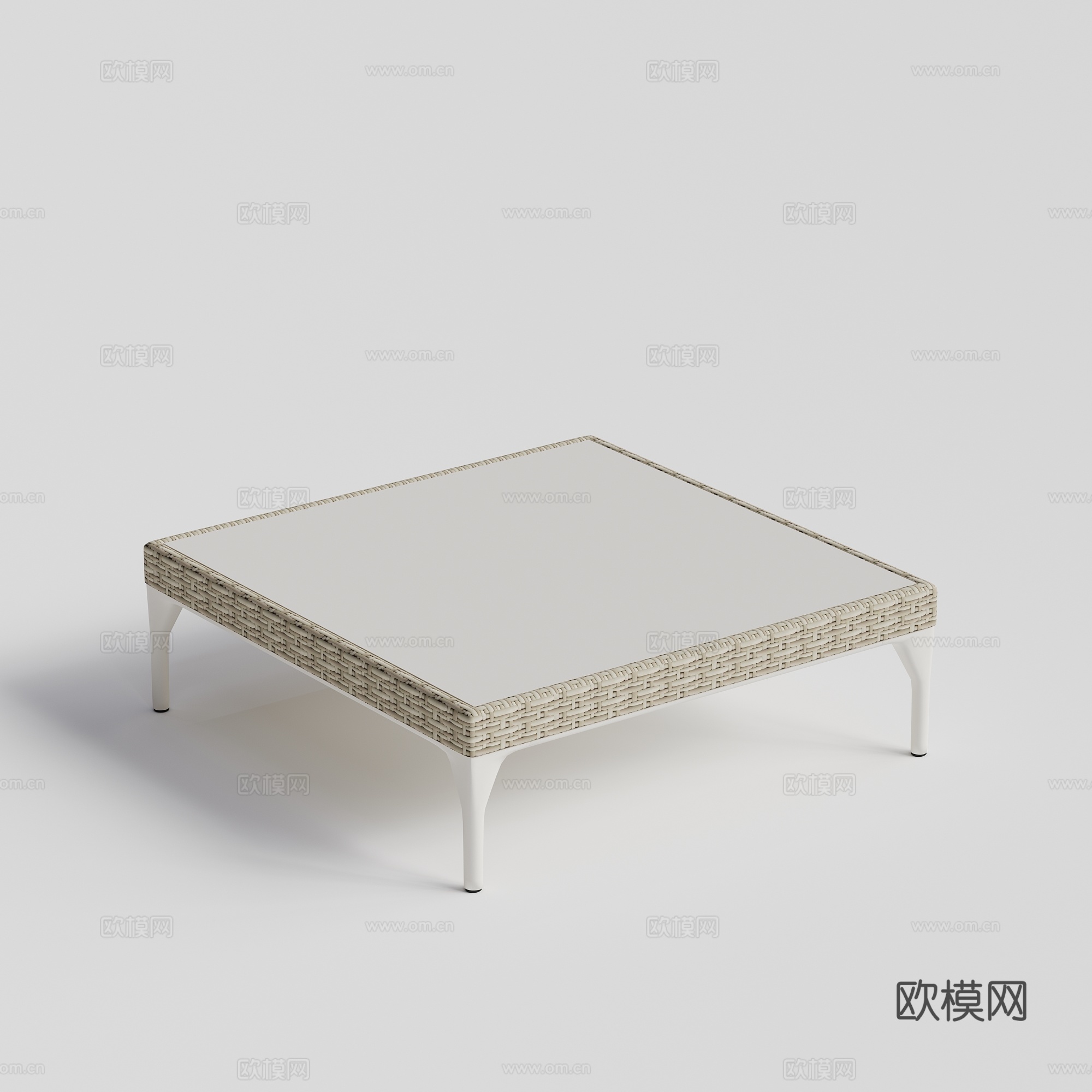 DEDON - 现代户外茶几 方几 藤编茶几su模型
