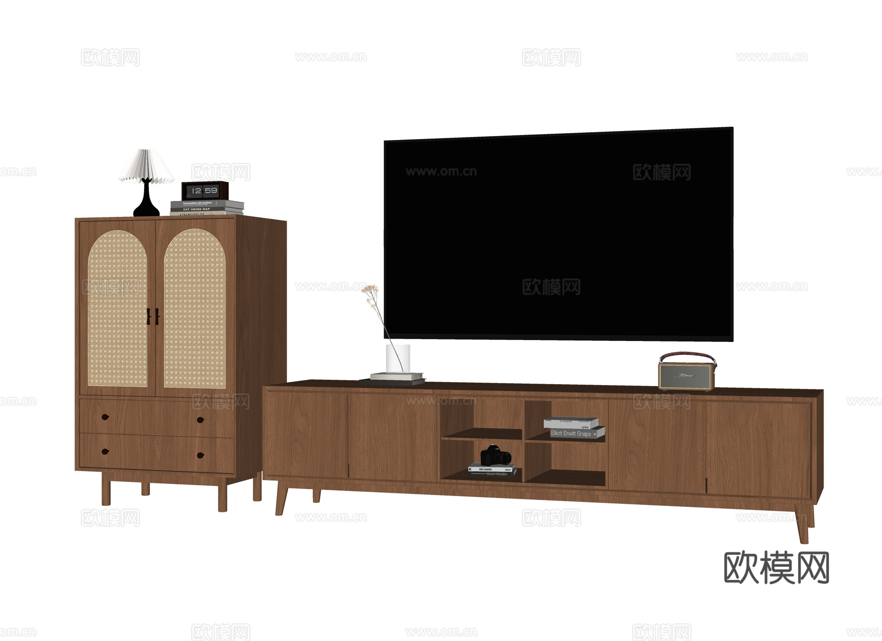 现代电视柜 装饰柜 边柜su模型