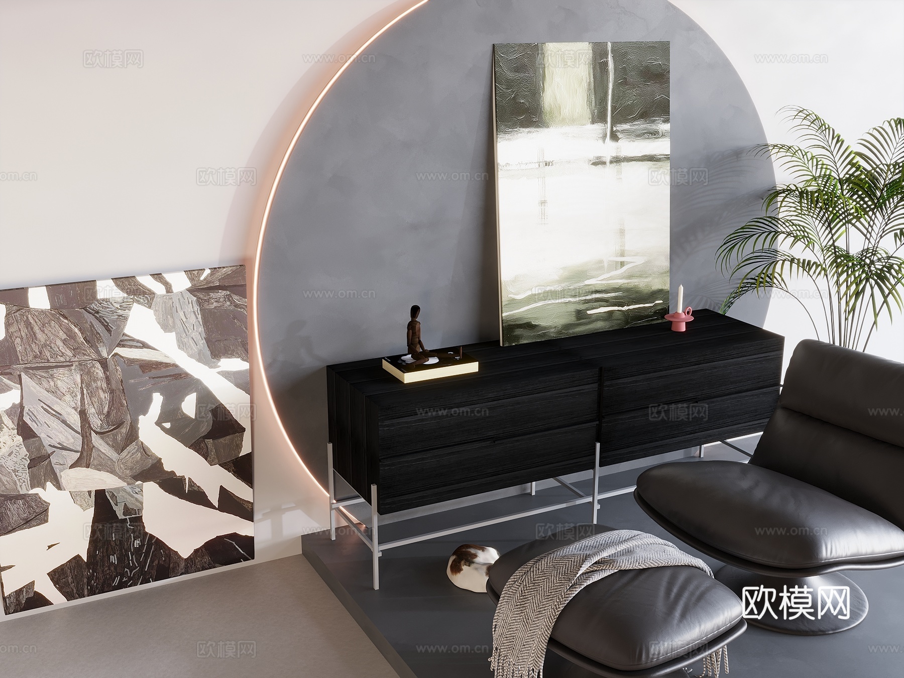 现代极简画 侘寂风油画 书房挂画 办公室挂画 办公室墙饰 新su模型