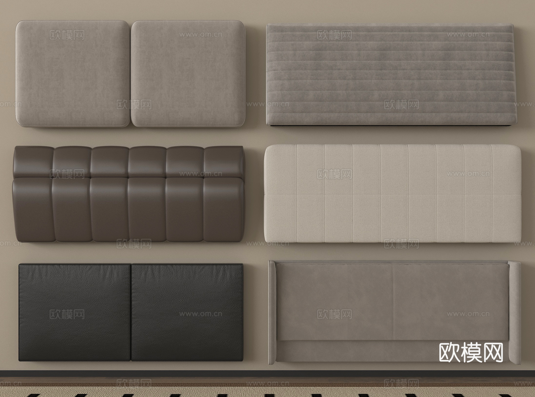 现代床品 软包床头 床靠背su模型