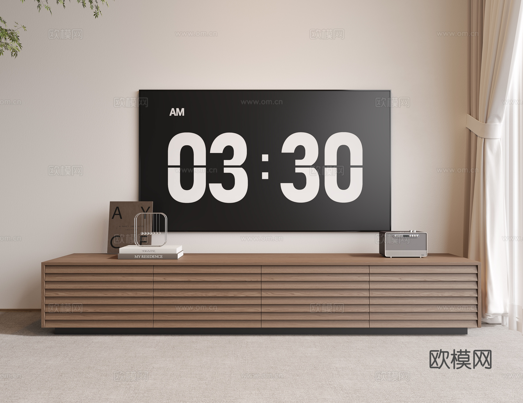 中古原木电视柜 成品 落地3d模型下载