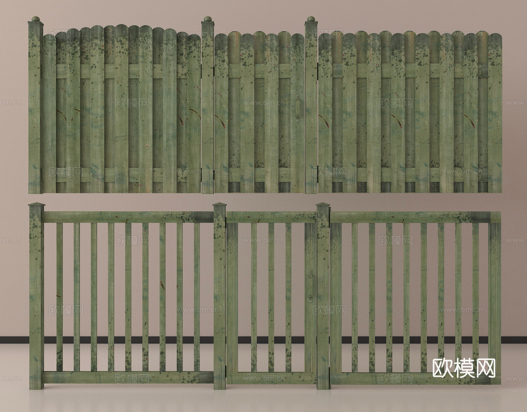 现代围栏围挡 护栏 木栅栏 栏杆su模型