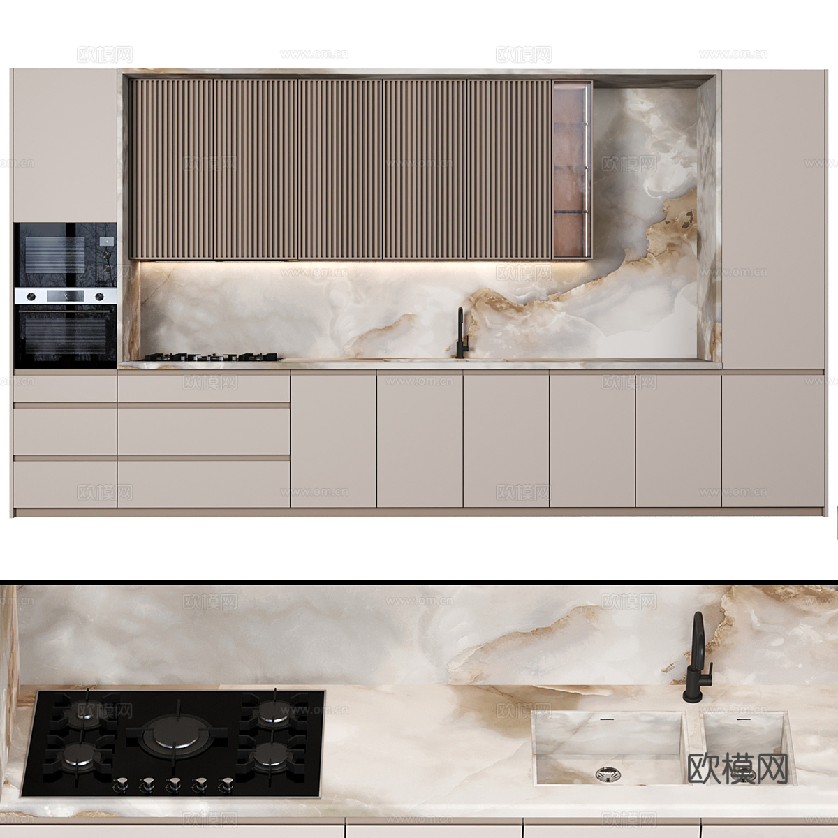 现代极简橱柜3d模型下载（渲染图1）