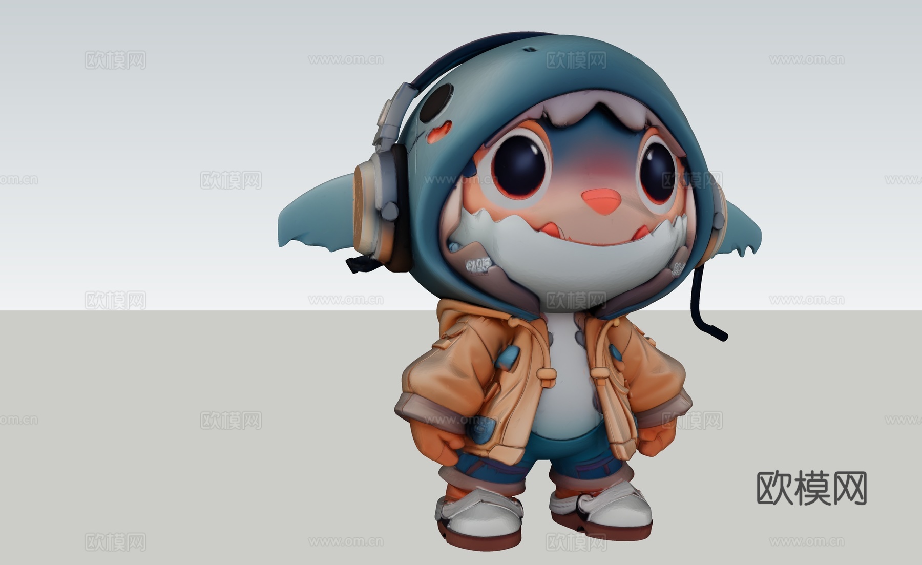 可爱鲨鱼人物卡通动漫手办IPsu模型