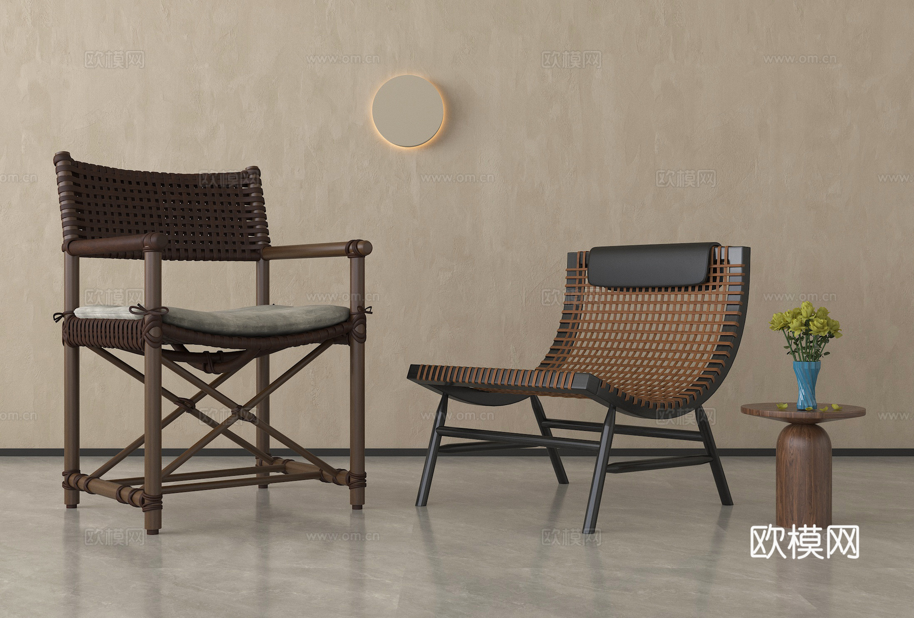 中古风 休闲沙发 懒人椅 休闲椅 单椅su模型