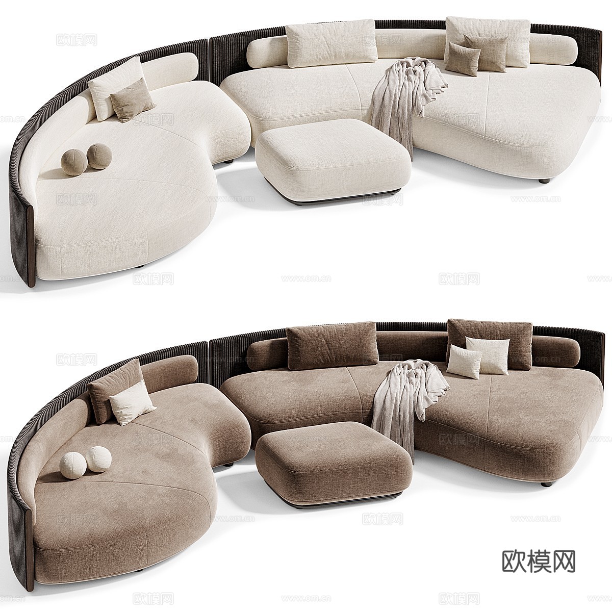 现代意式 Minotti Bezier Cord 组合沙发3d模型下载（渲染图5）