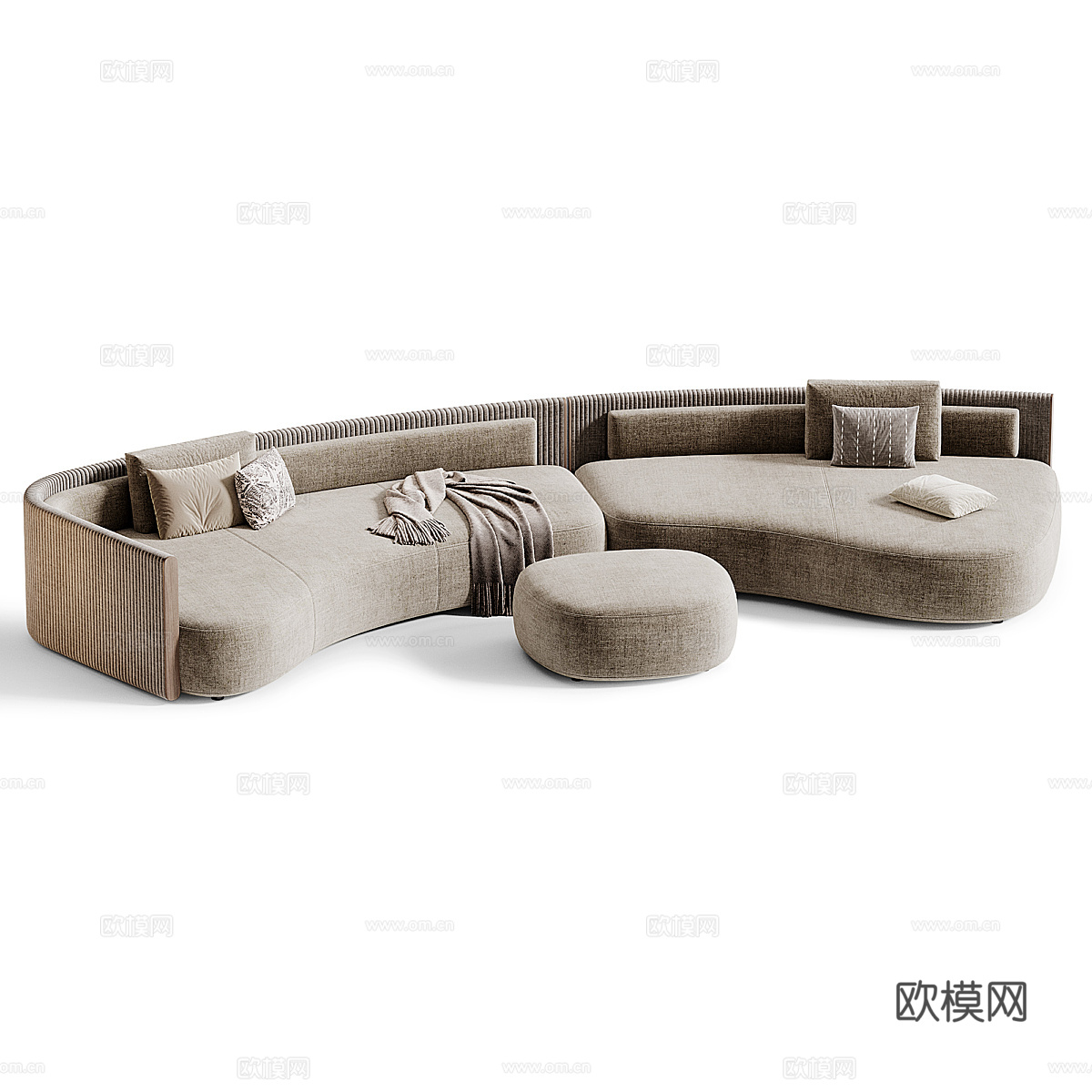 现代意式 Minotti Bezier Cord 户外沙发3d模型下载（渲染图2）