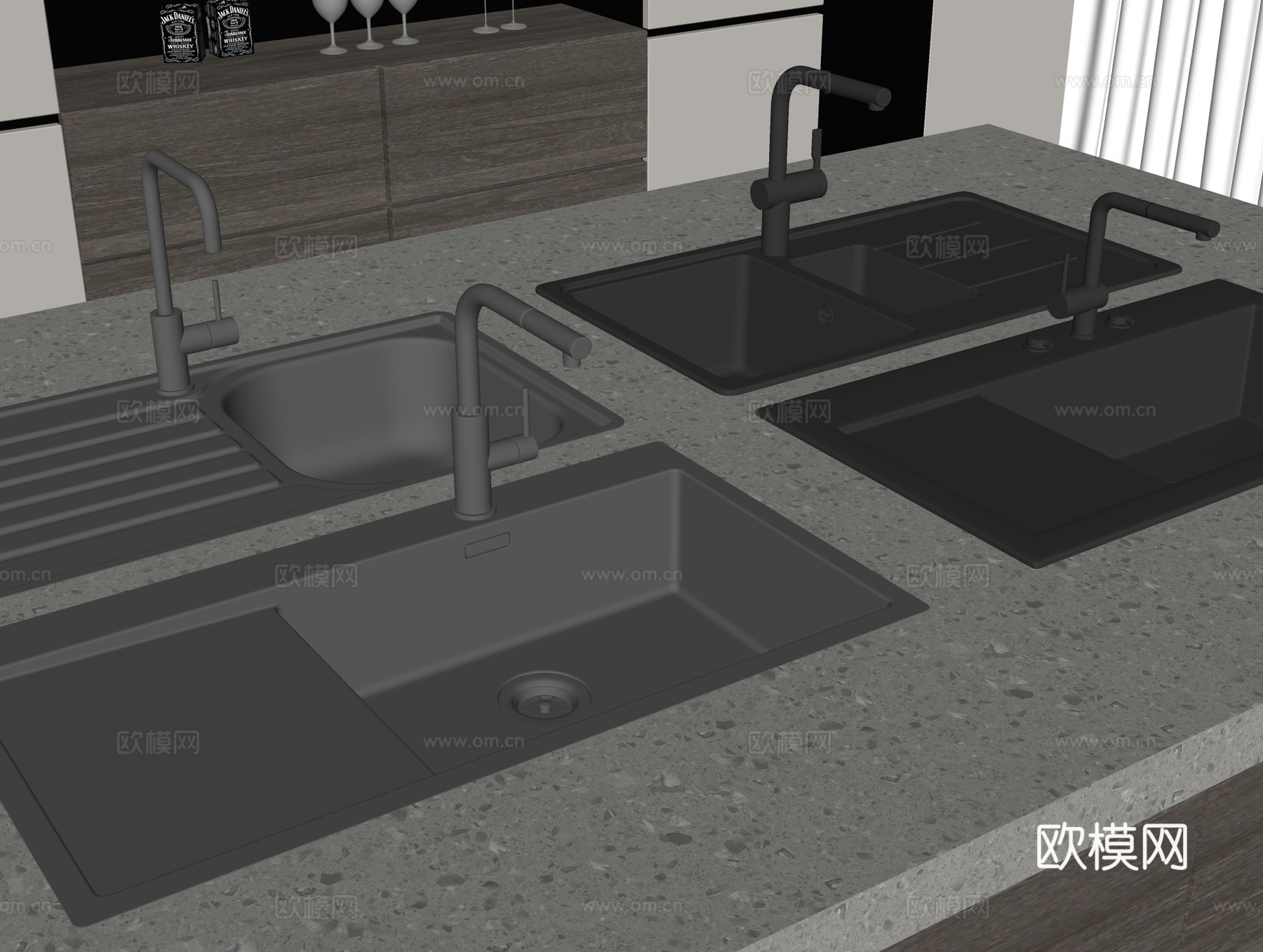 现代水槽su模型