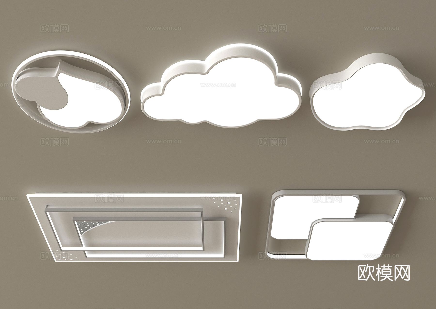 现代吸顶灯 方形吸顶灯 圆形 几何su模型