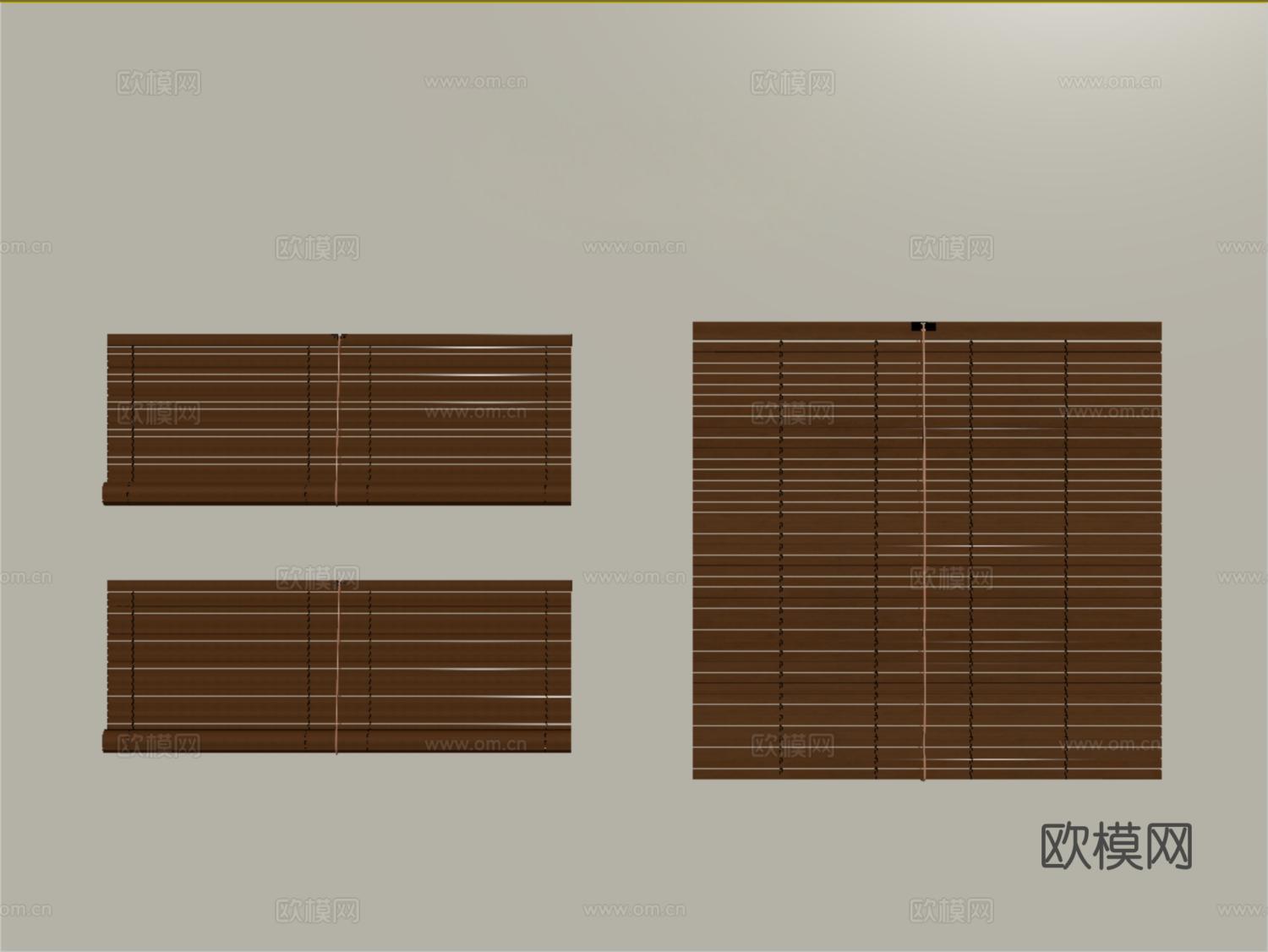 新中式百叶帘 卷帘 窗帘su模型