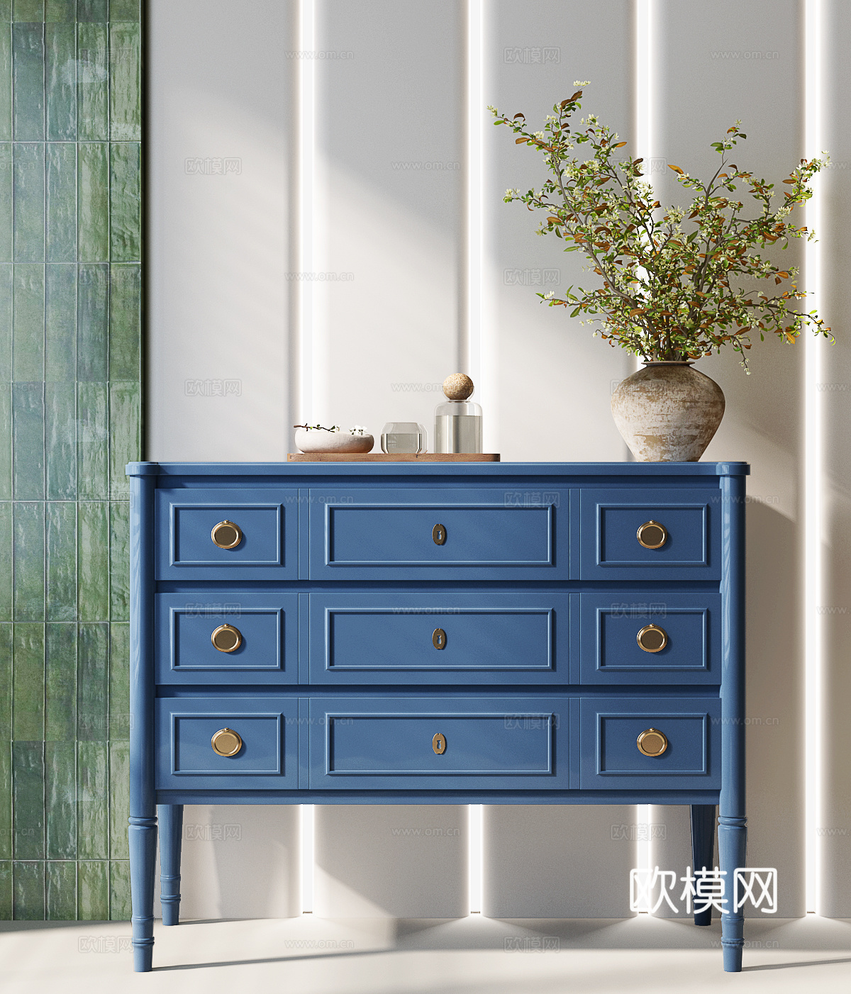 现代美式玄关柜 美式玄关柜su模型