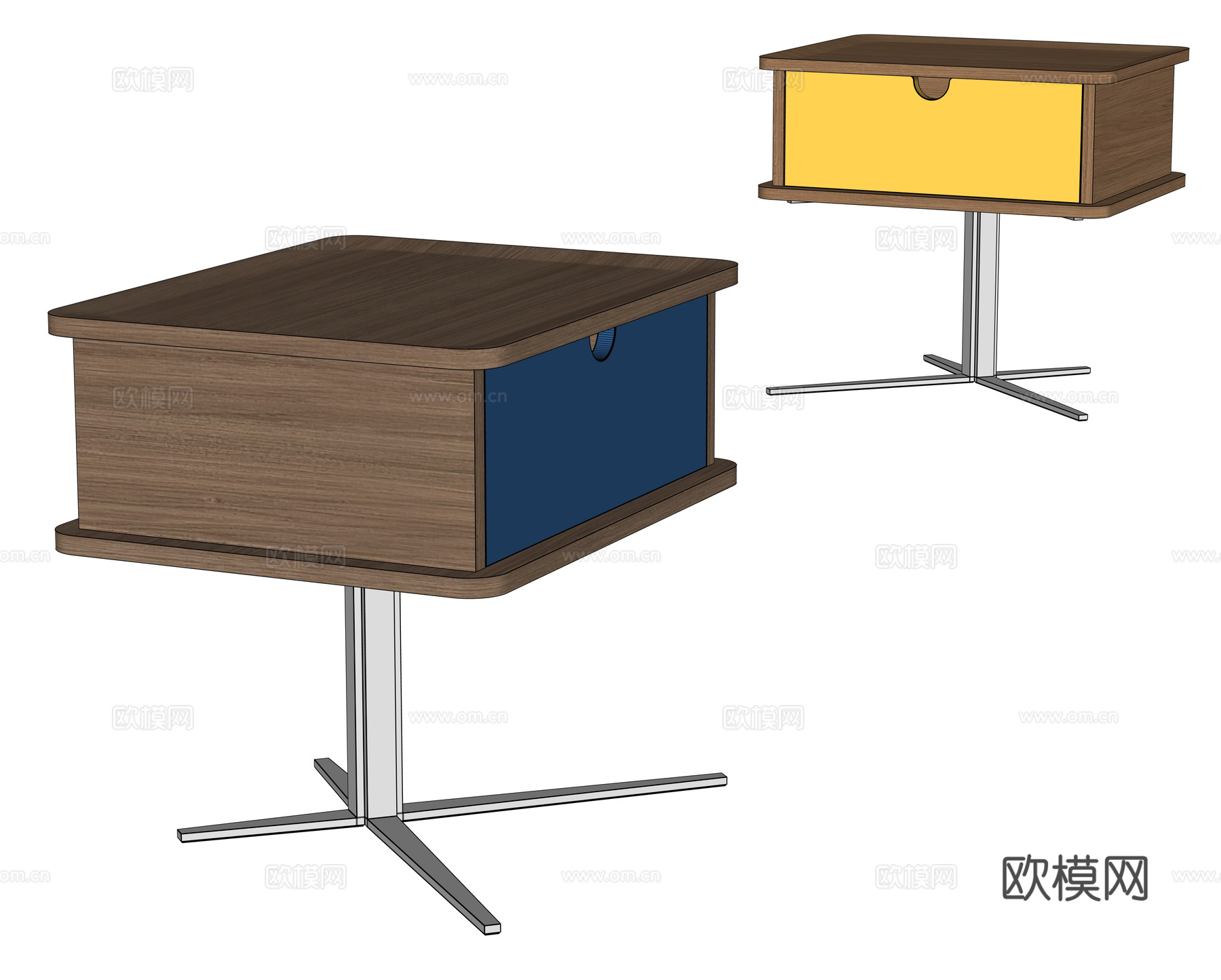 包豪斯床头柜 方形床头柜 木质床头柜su模型