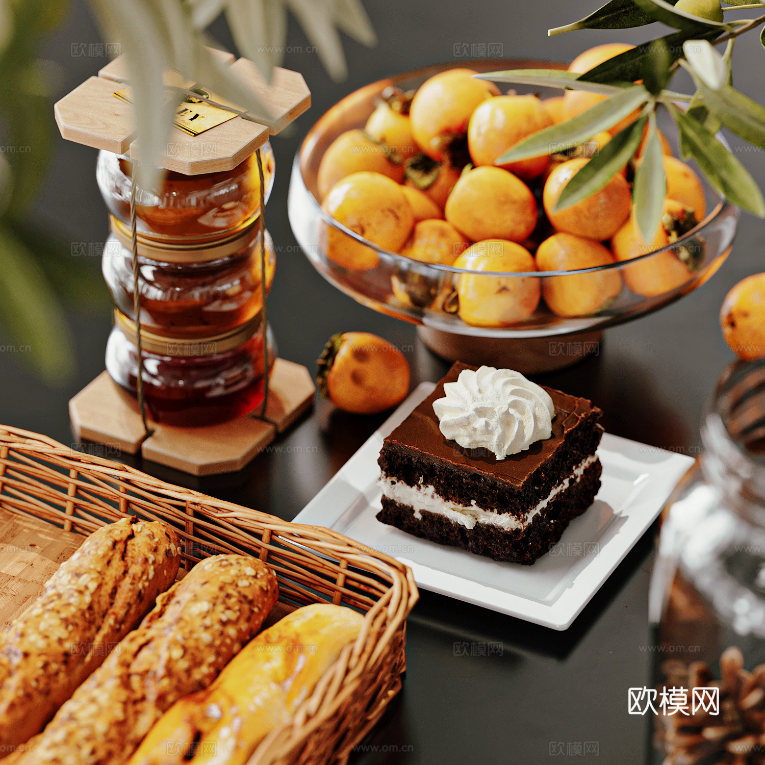 现代水果面包3d模型下载