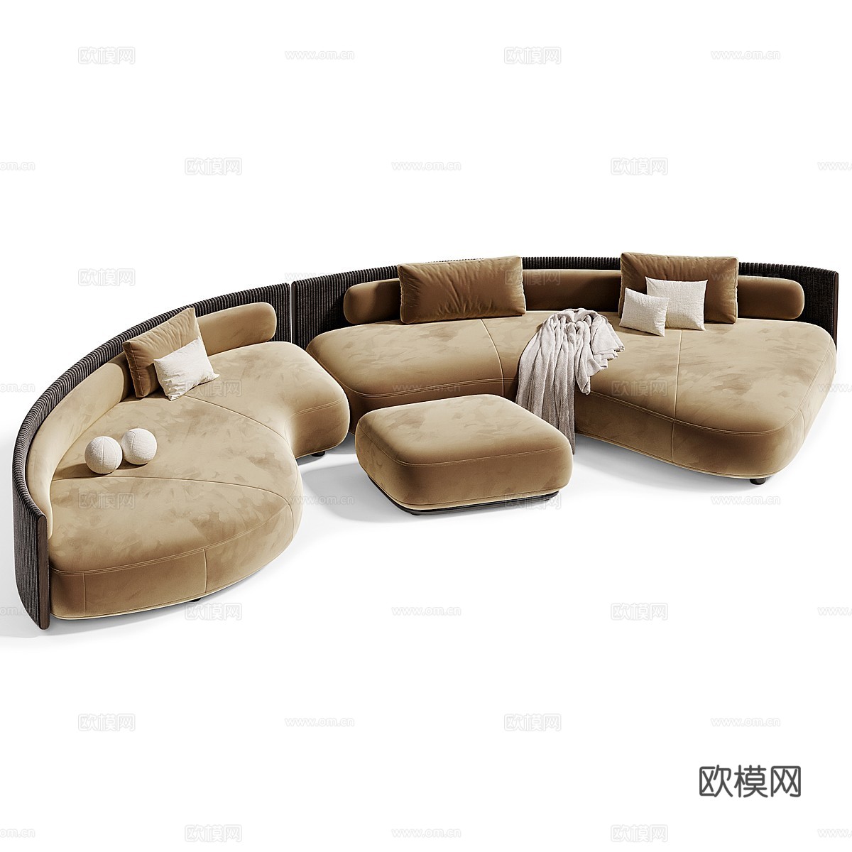 现代意式 Minotti Bezier Cord 组合沙发3d模型下载（渲染图2）