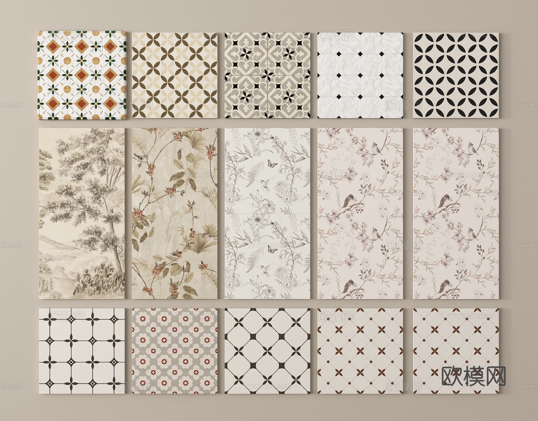 法式花砖 地砖 复古砖 仿古砖su模型