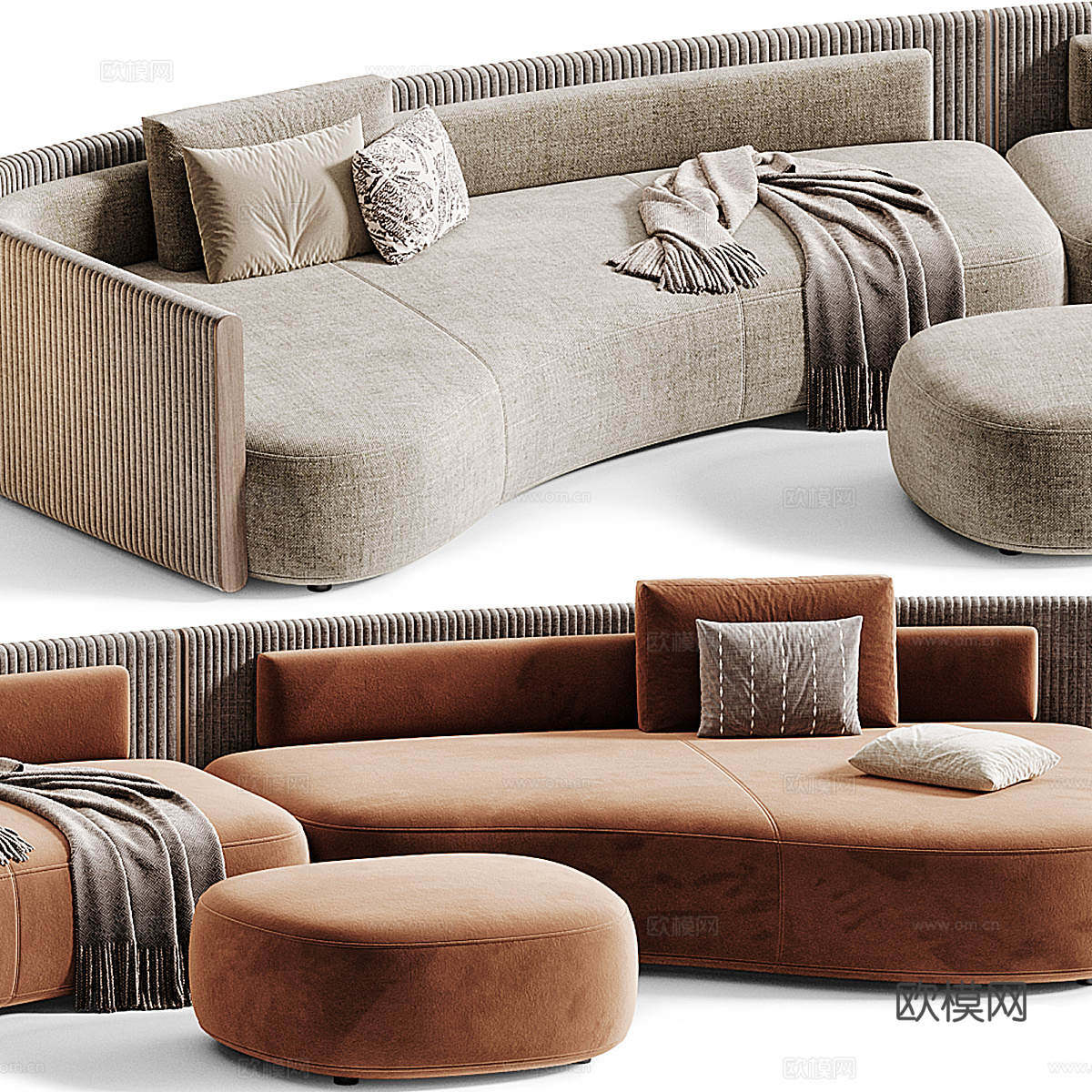 现代意式 Minotti Bezier Cord 户外沙发3d模型下载（渲染图6）