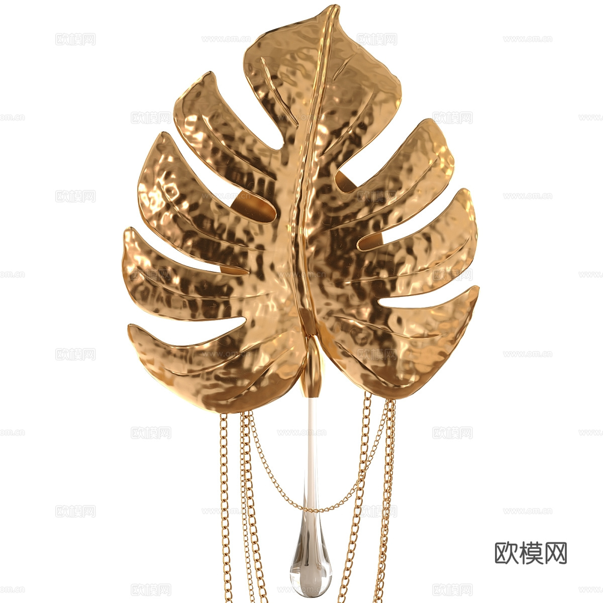现代轻奢金叶装饰壁灯3d模型下载（渲染图4）