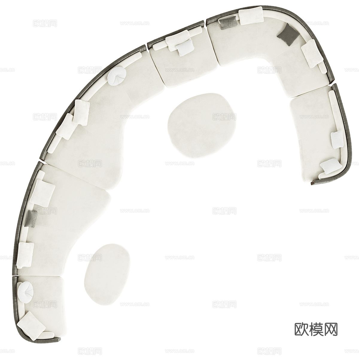 现代意式 Bezier Cord 弧形布艺组合沙发3d模型下载（渲染图5）