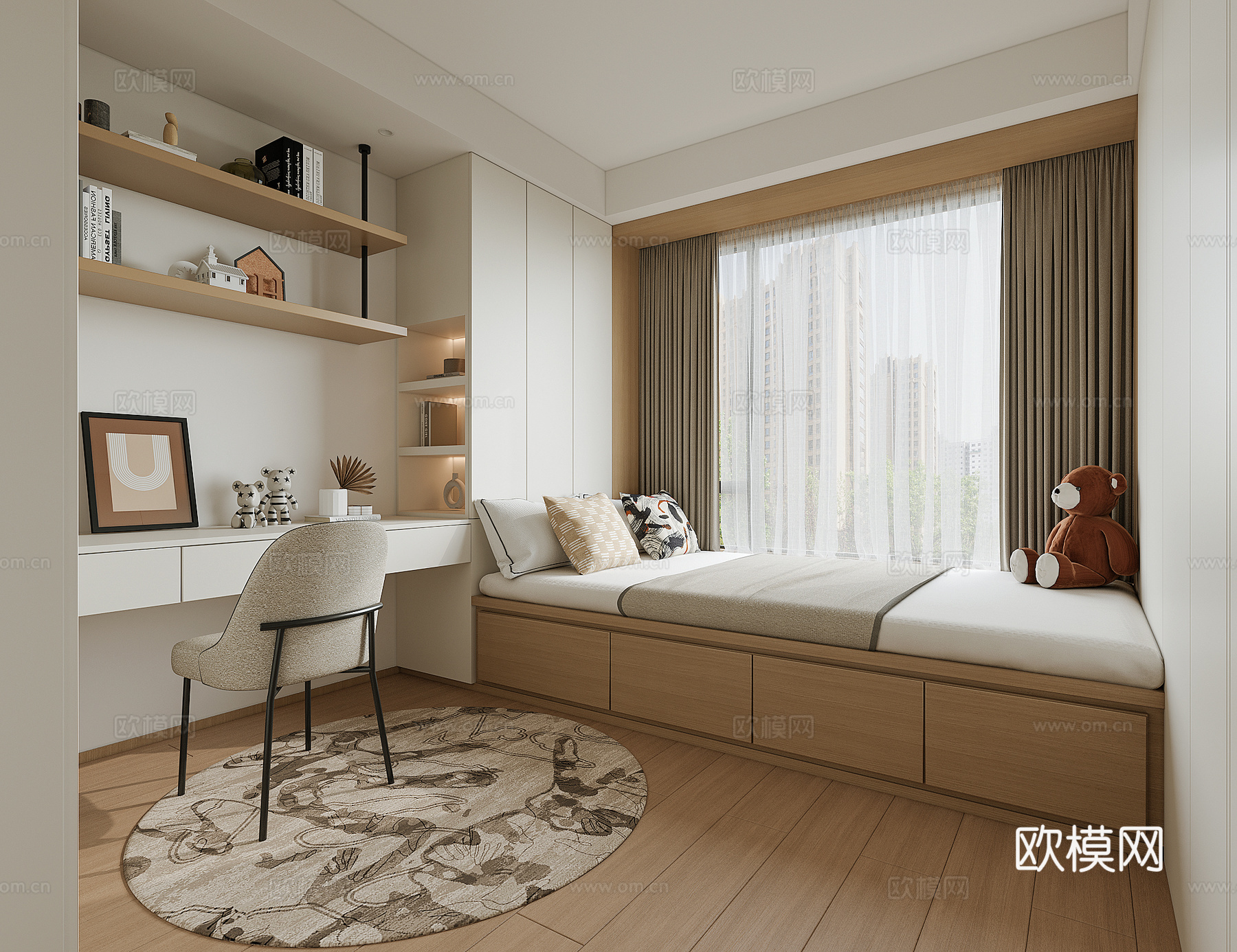 现代儿童卧室3d模型下载