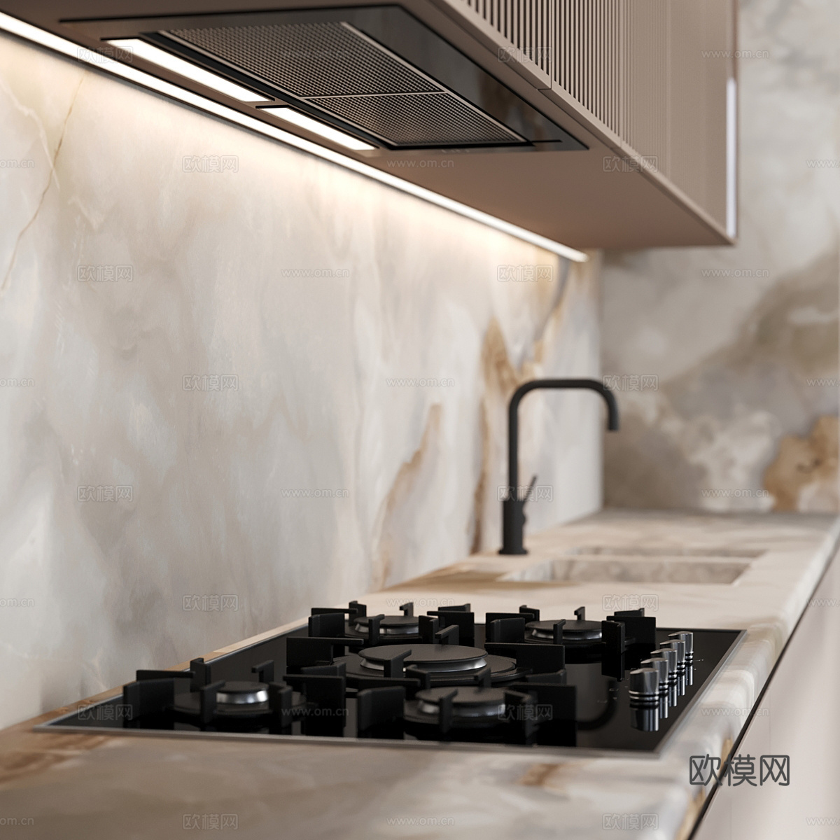 现代极简橱柜3d模型下载（渲染图3）