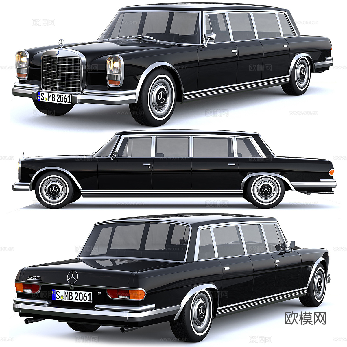 梅赛德斯-奔驰 600 铂尔曼 （W100）豪华轿车3d模型下载（渲染图1）