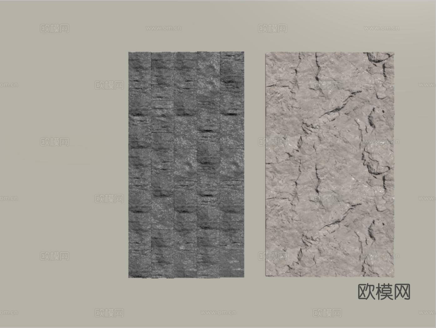 现代石材 毛石背景墙 石墙 岩板su模型