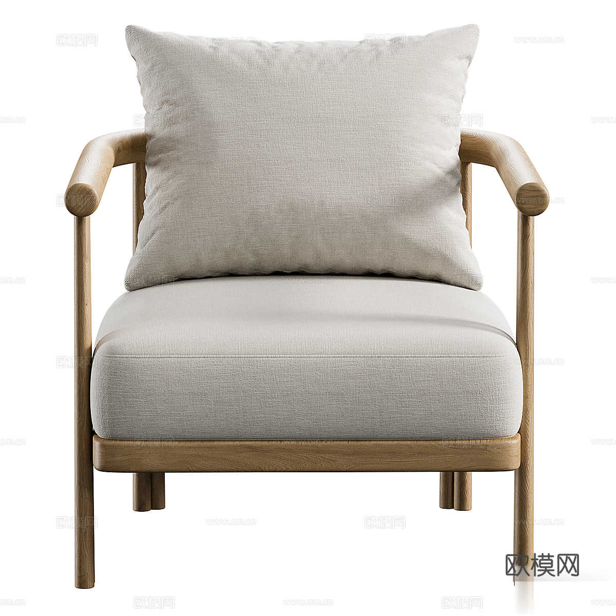 新中式 Cove 柚木休闲椅3d模型下载（渲染图5）