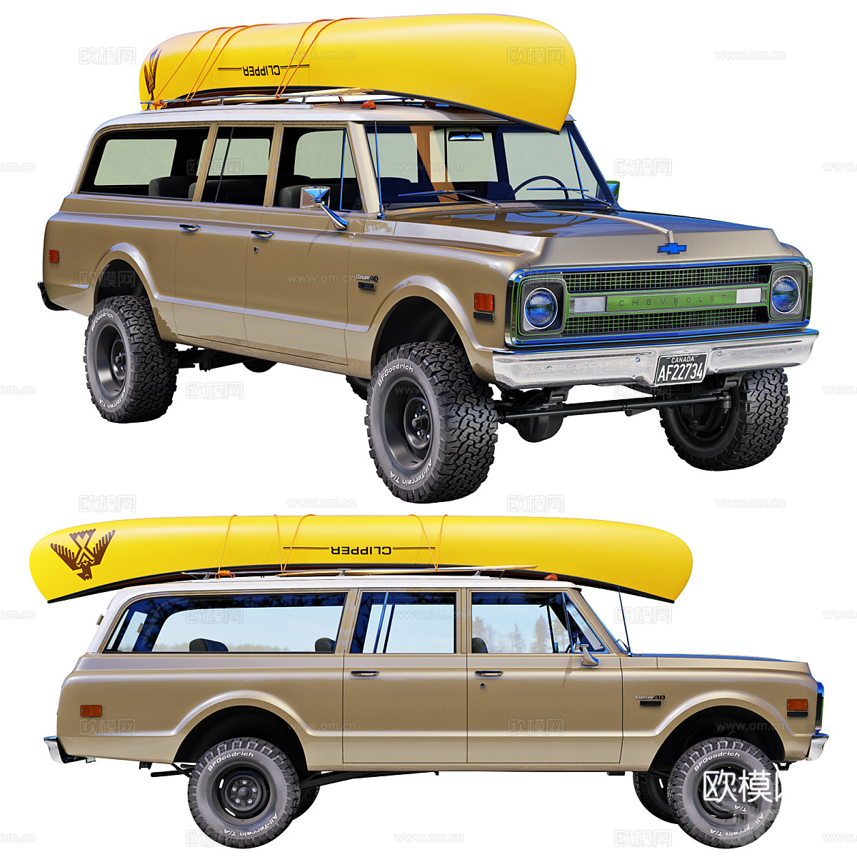雪佛兰 suburban_1970 旅行汽车3d模型下载（渲染图1）