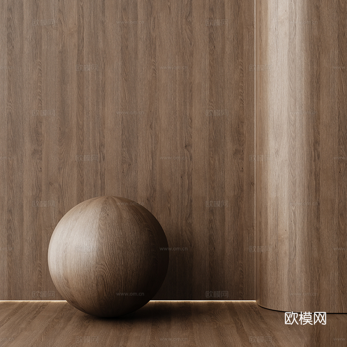 现代意式木纹 木饰面材质3d模型下载（渲染图2）