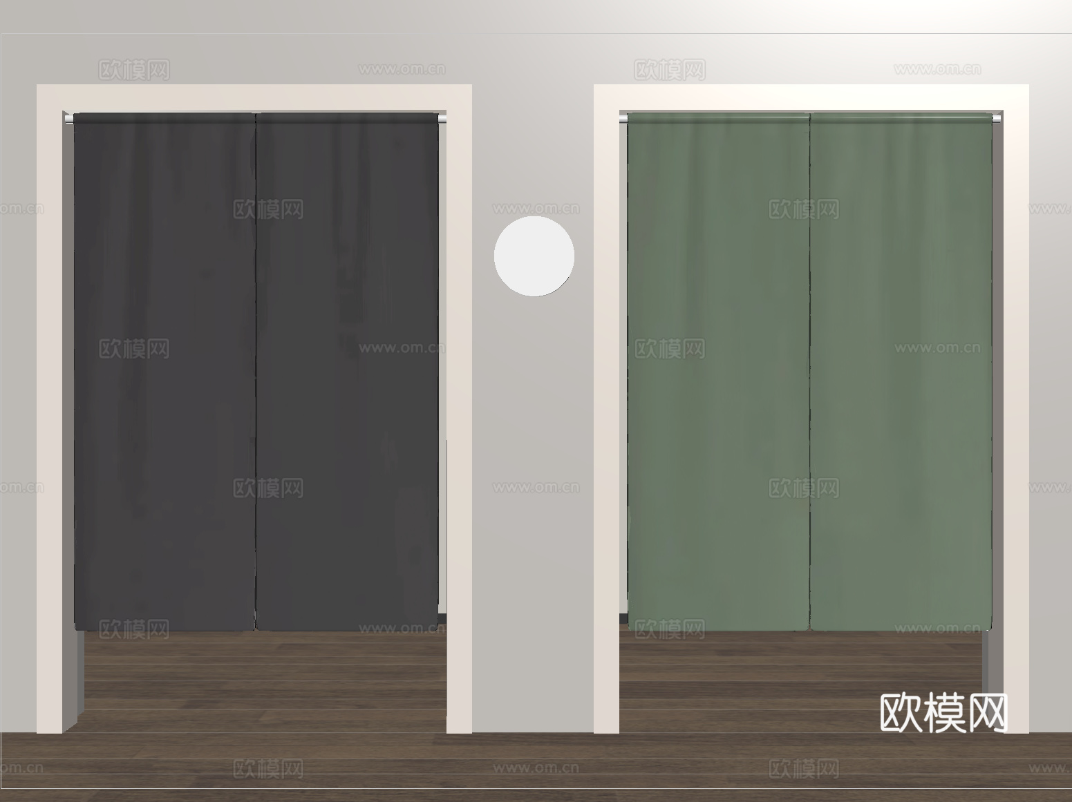 现代门帘 窗帘 布艺门帘su模型