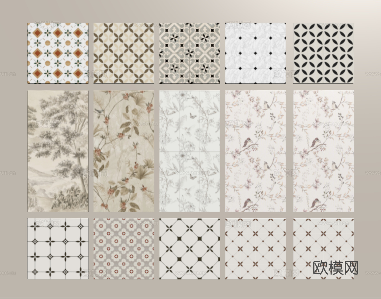 法式花砖 地砖 复古砖 仿古砖su模型