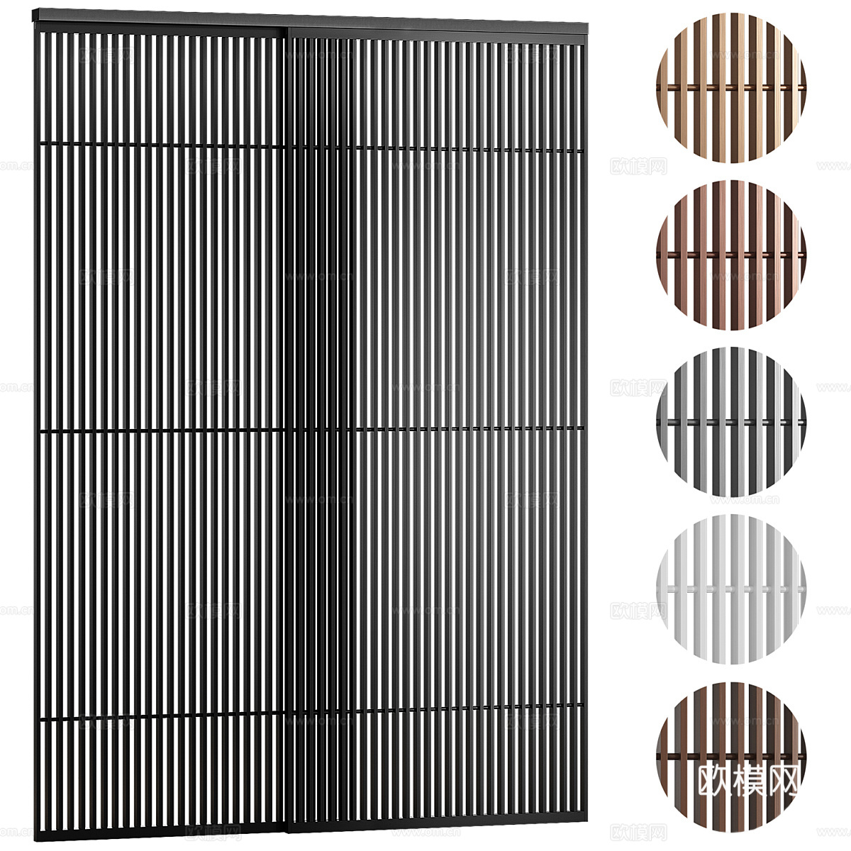 现代意式 ADL 格栅推拉门3d模型下载（渲染图1）