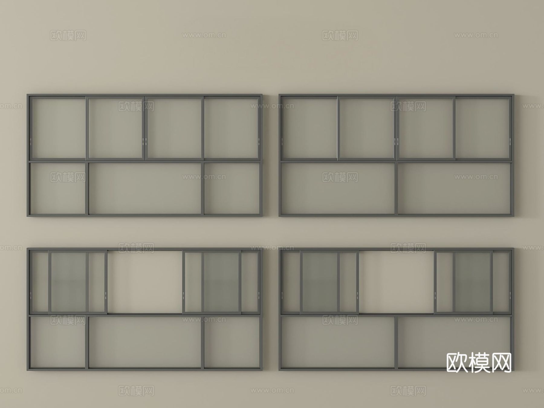 现代窗组合 推拉窗 飘窗 阳台窗su模型