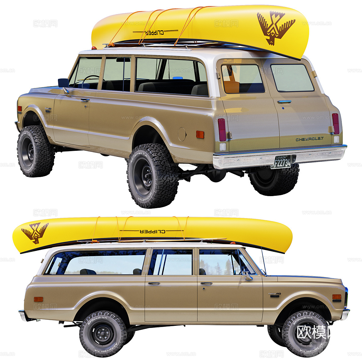 雪佛兰 suburban_1970 旅行汽车3d模型下载（渲染图2）