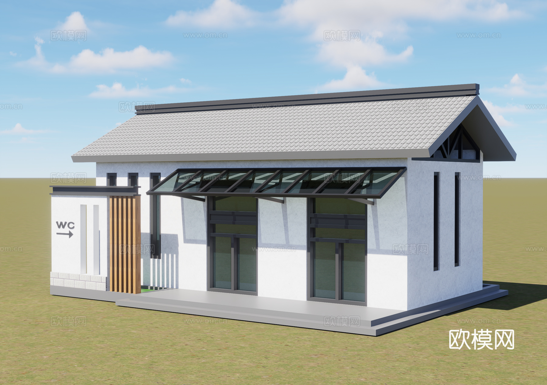 现代中式公厕厕所su模型