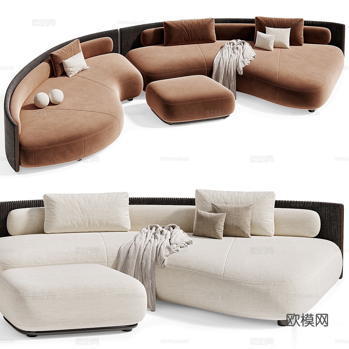 现代意式 Minotti Bezier Cord 组合沙发3d模型下载（渲染图4）