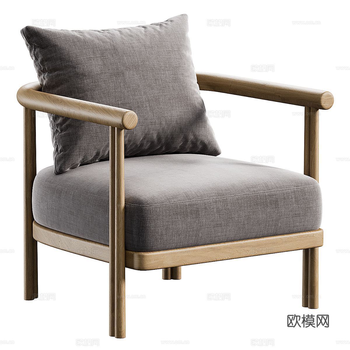 新中式 Cove 柚木休闲椅3d模型下载（渲染图6）
