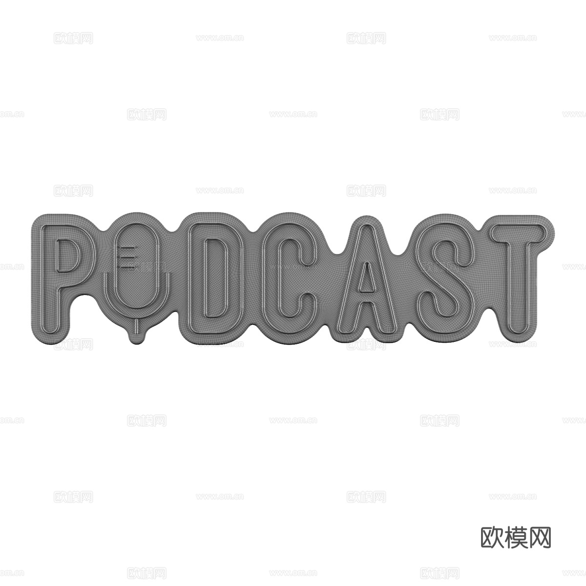 播客霓虹灯标志3d模型下载（渲染图3）