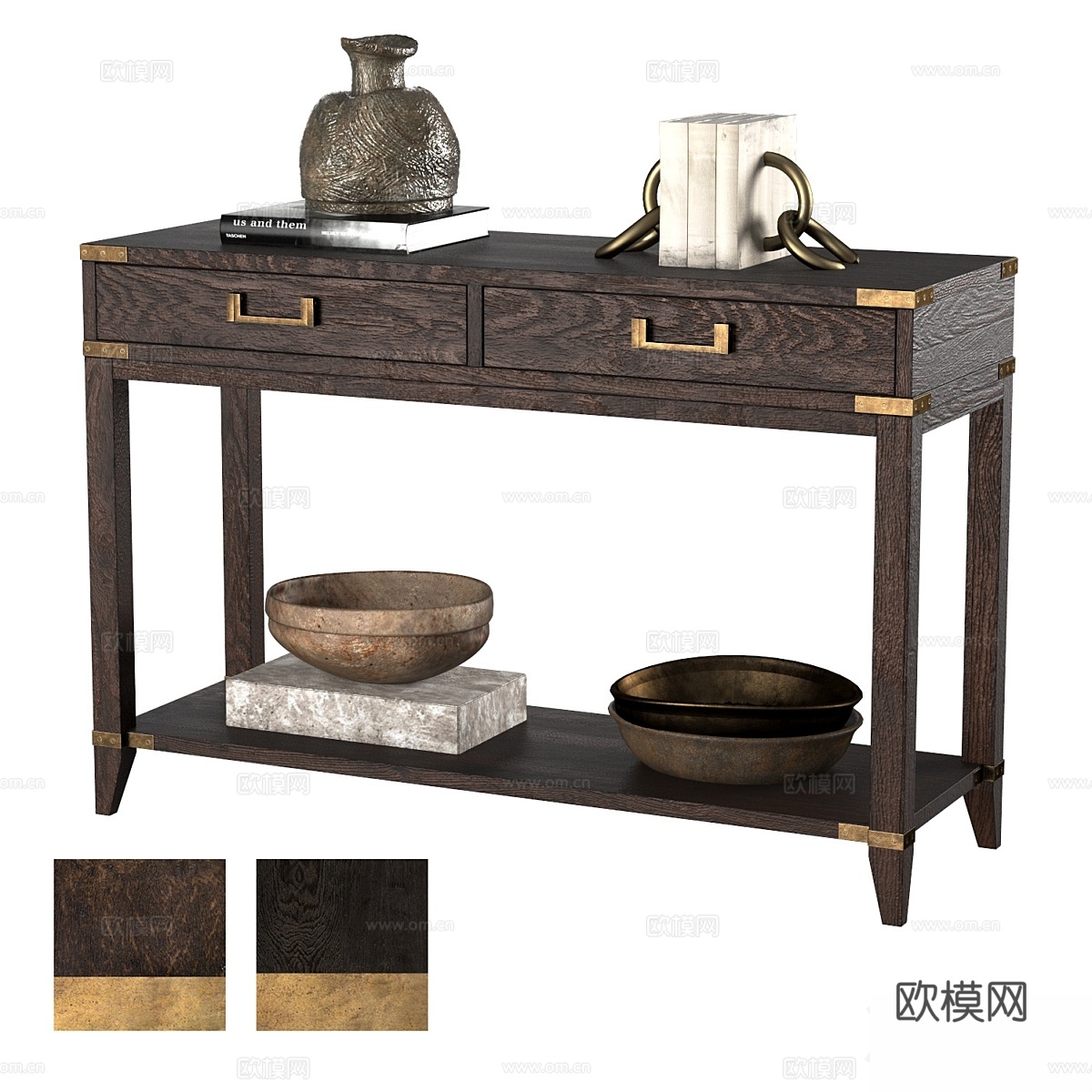 CAYDEN CAMPAIGN 2-DRAWER CONSO3d模型下载