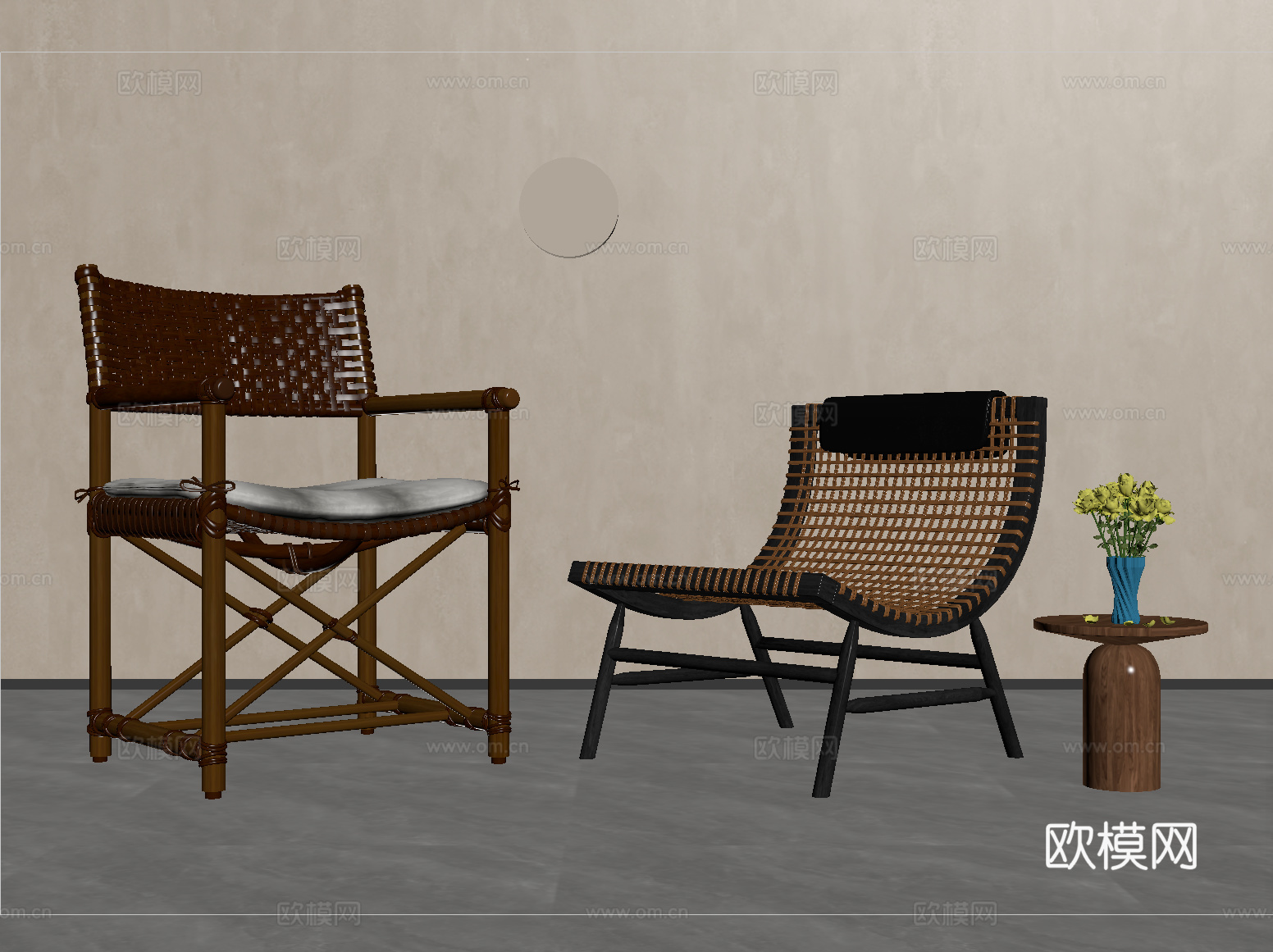 中古风 休闲沙发 懒人椅 休闲椅 单椅su模型