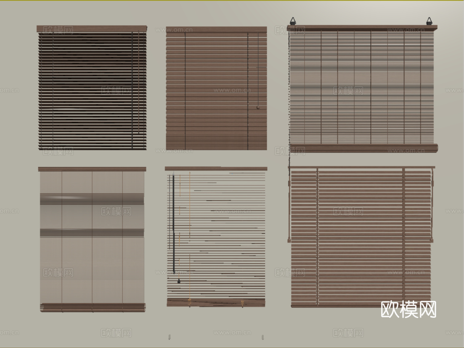 新中式百叶帘 卷帘 窗帘su模型